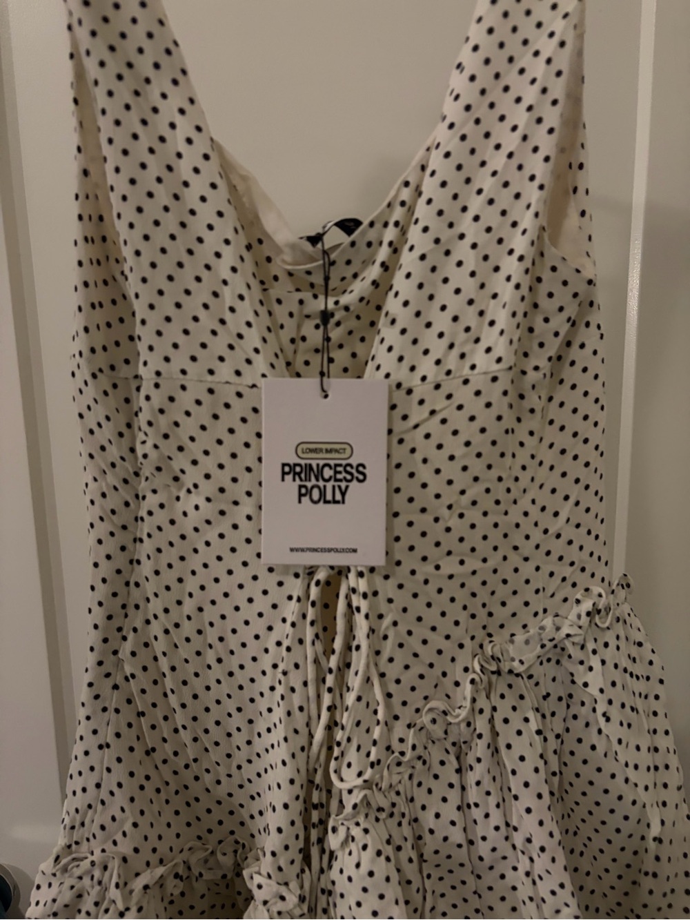 Princess Polly White and Black Polka Dot Romper 8 - Picture 5 of 5